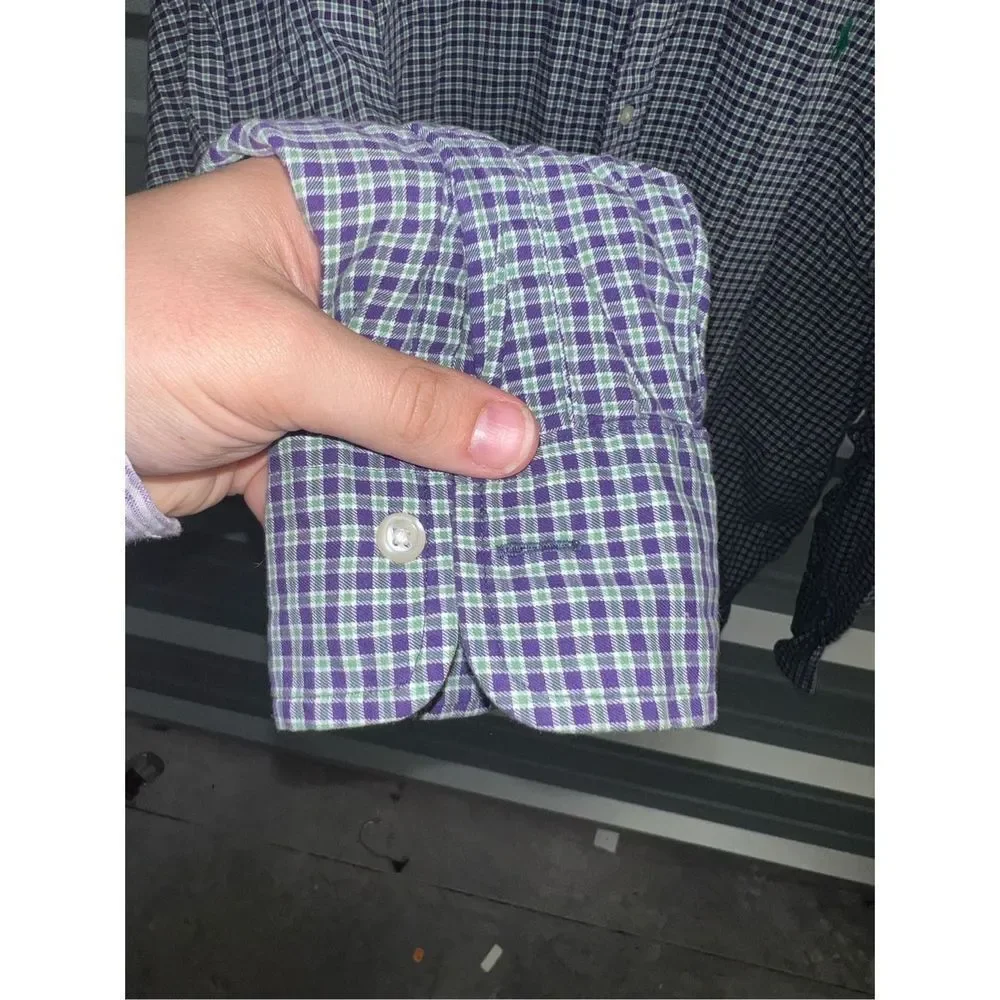 Purple & Green plaid Polo Ralph Lauren Big & Tall Button Down Shirt XLT - Picture 4 of 7